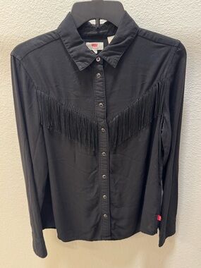 Levi's Black Fringe Western Button-Up Shirt